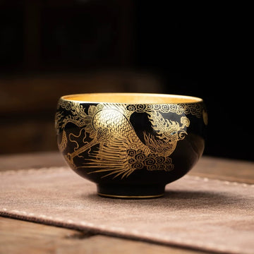 Hand-painted Golden Phoenix teacup