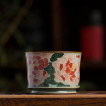 Hand-painted Peony teacup