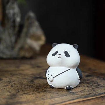 Purple Clay Panda tea pet