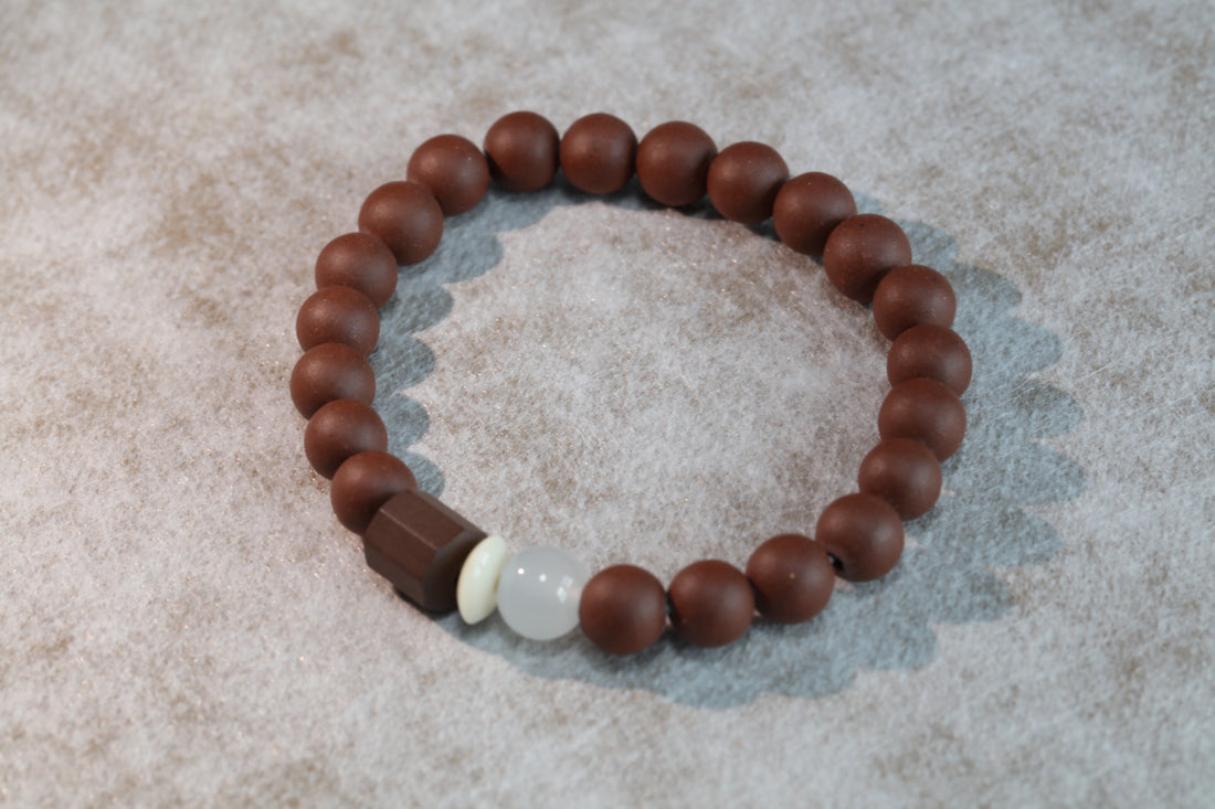 Purple Clay And White Jade Bracelet