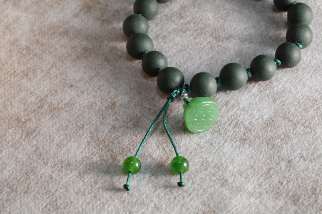 Green Clay Lotus Pod Purple Clay Bracelet