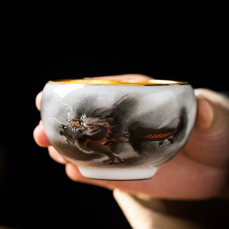Hand-drawn Dragon teacup