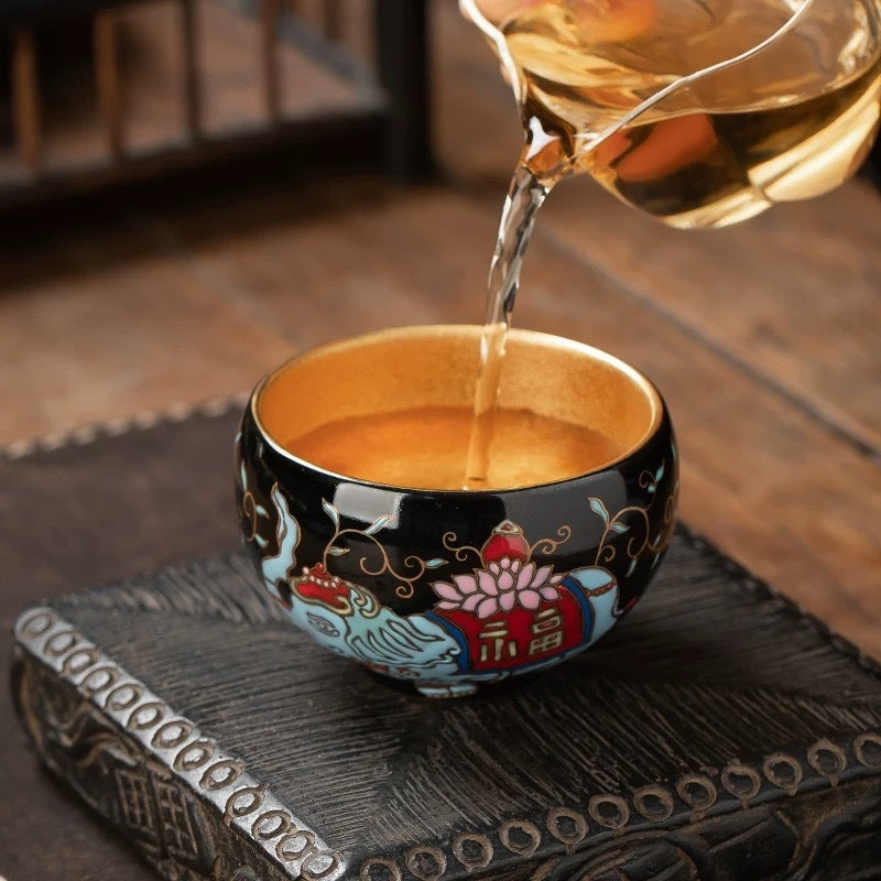 Hand-painted Auspicious Symbols teacup