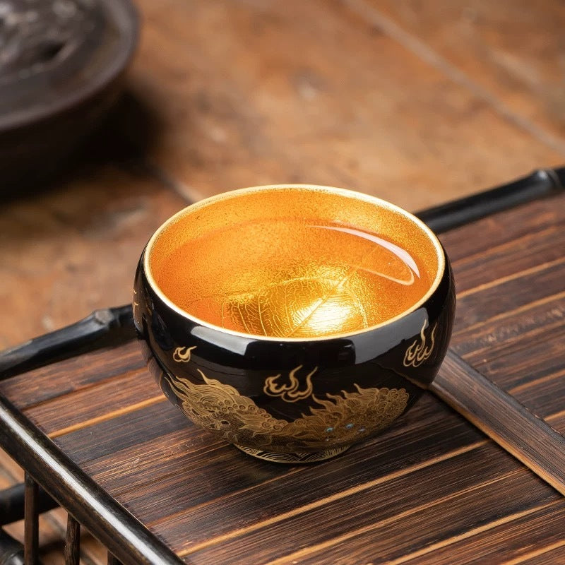 Hand-painted Golden Lion teacup