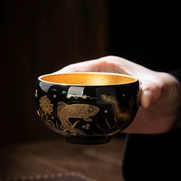 Hand-painted Koi teacup