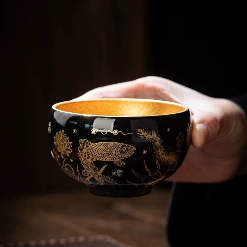 Hand-painted Koi teacup