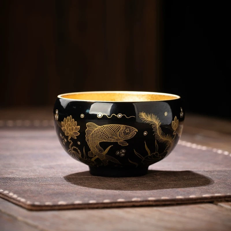 Hand-painted Koi teacup
