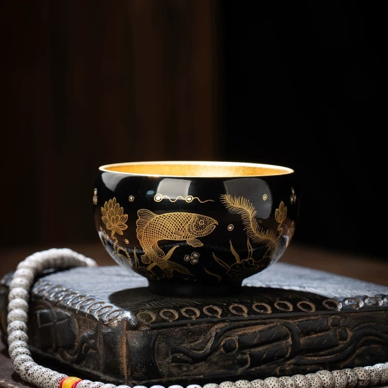 Hand-painted Koi teacup