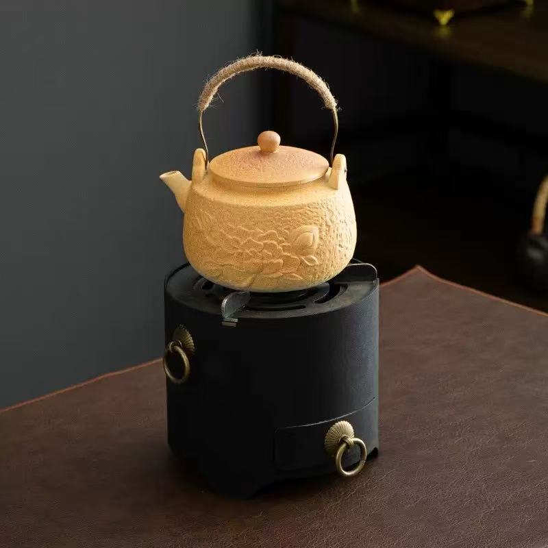 Yellow-carved tea stove