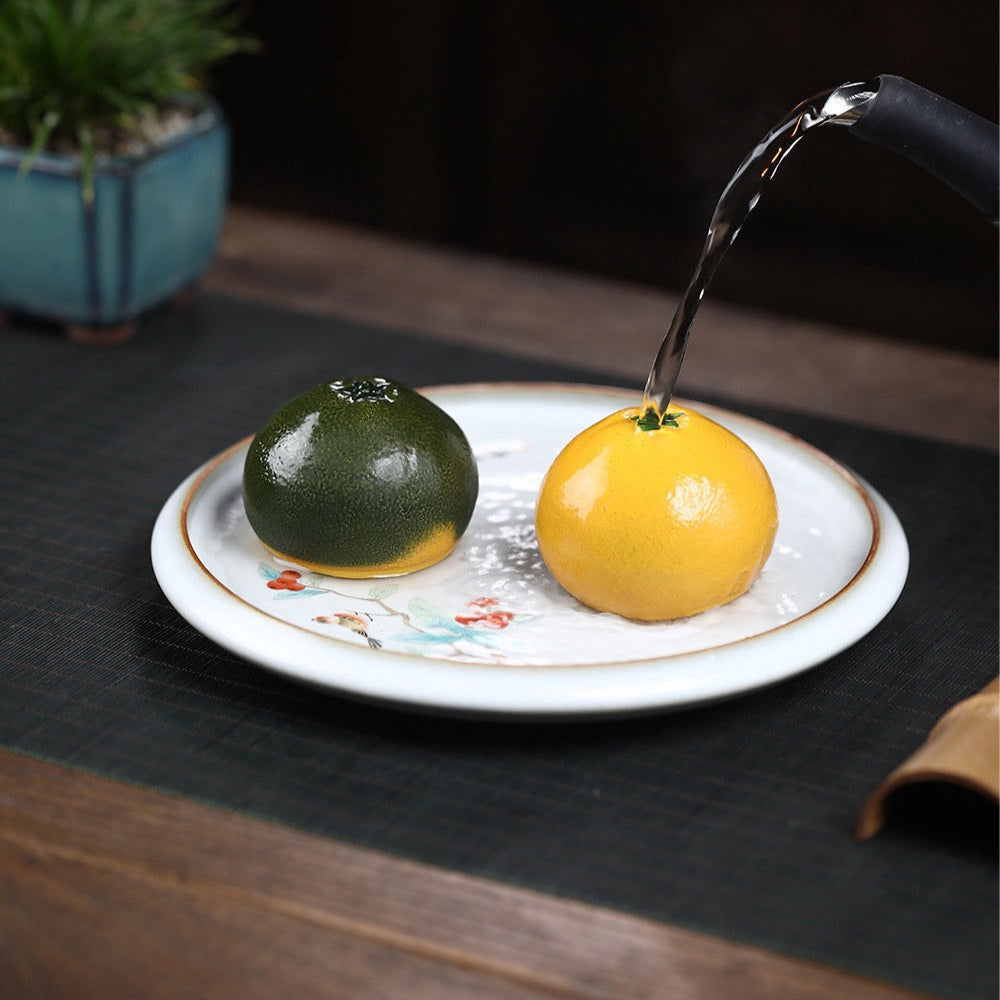 Purple Clay Oranges tea pet