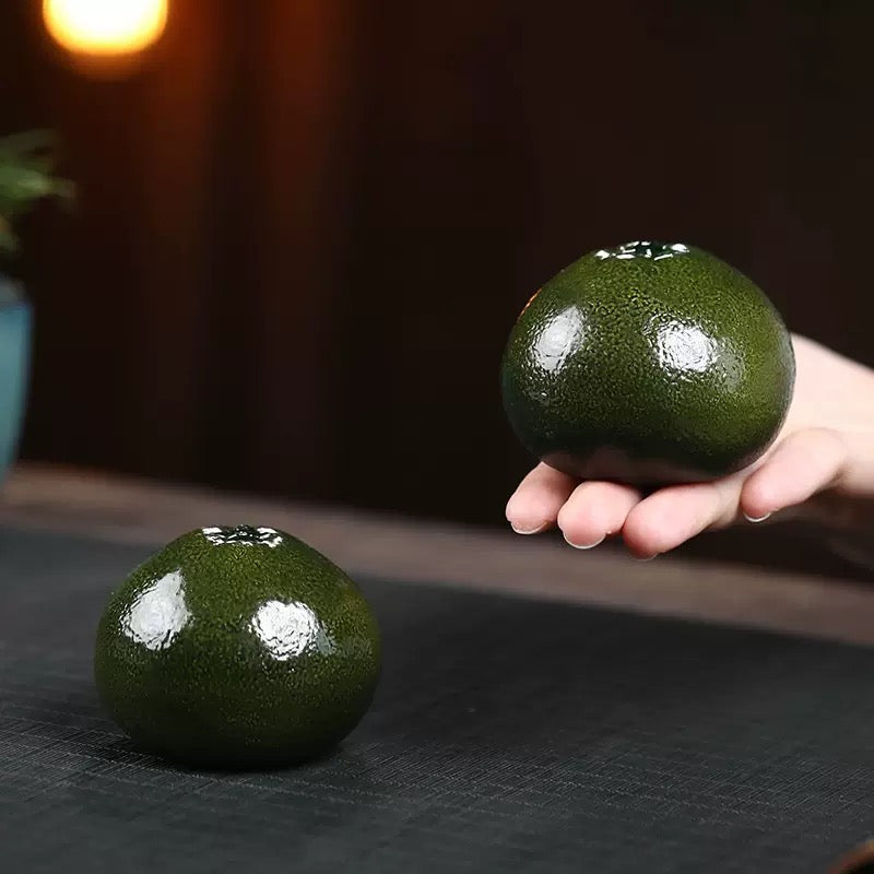 Purple Clay Oranges tea pet