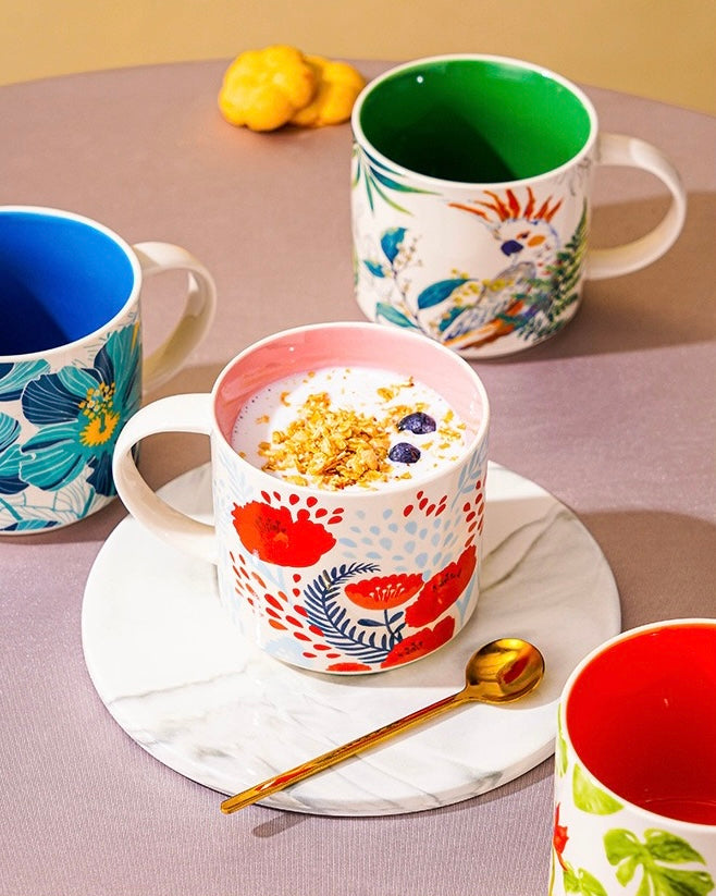 Flower-and-bird mug