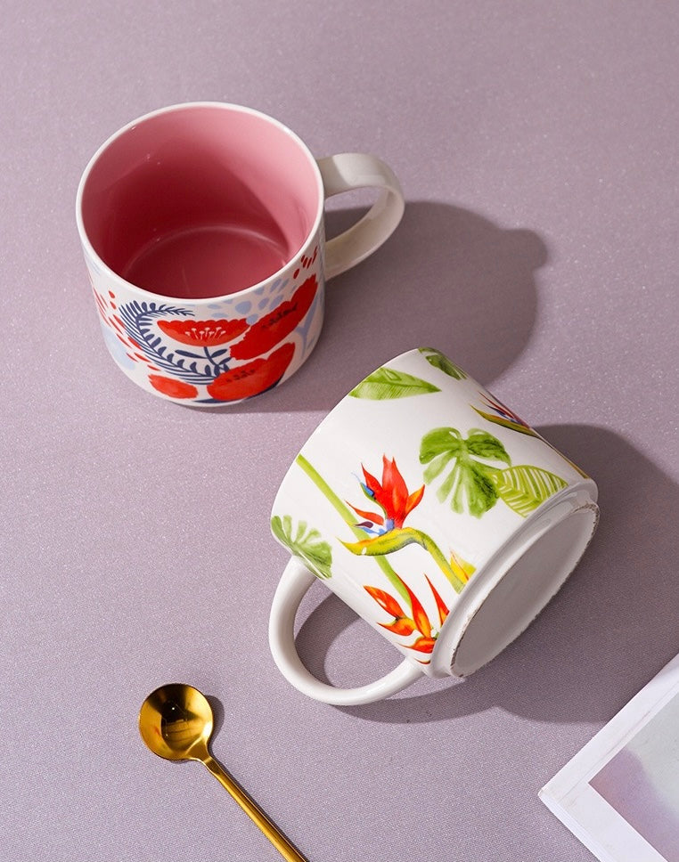Flower-and-bird mug
