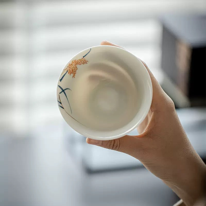 Hand-painted Wheat Ear tea bowl