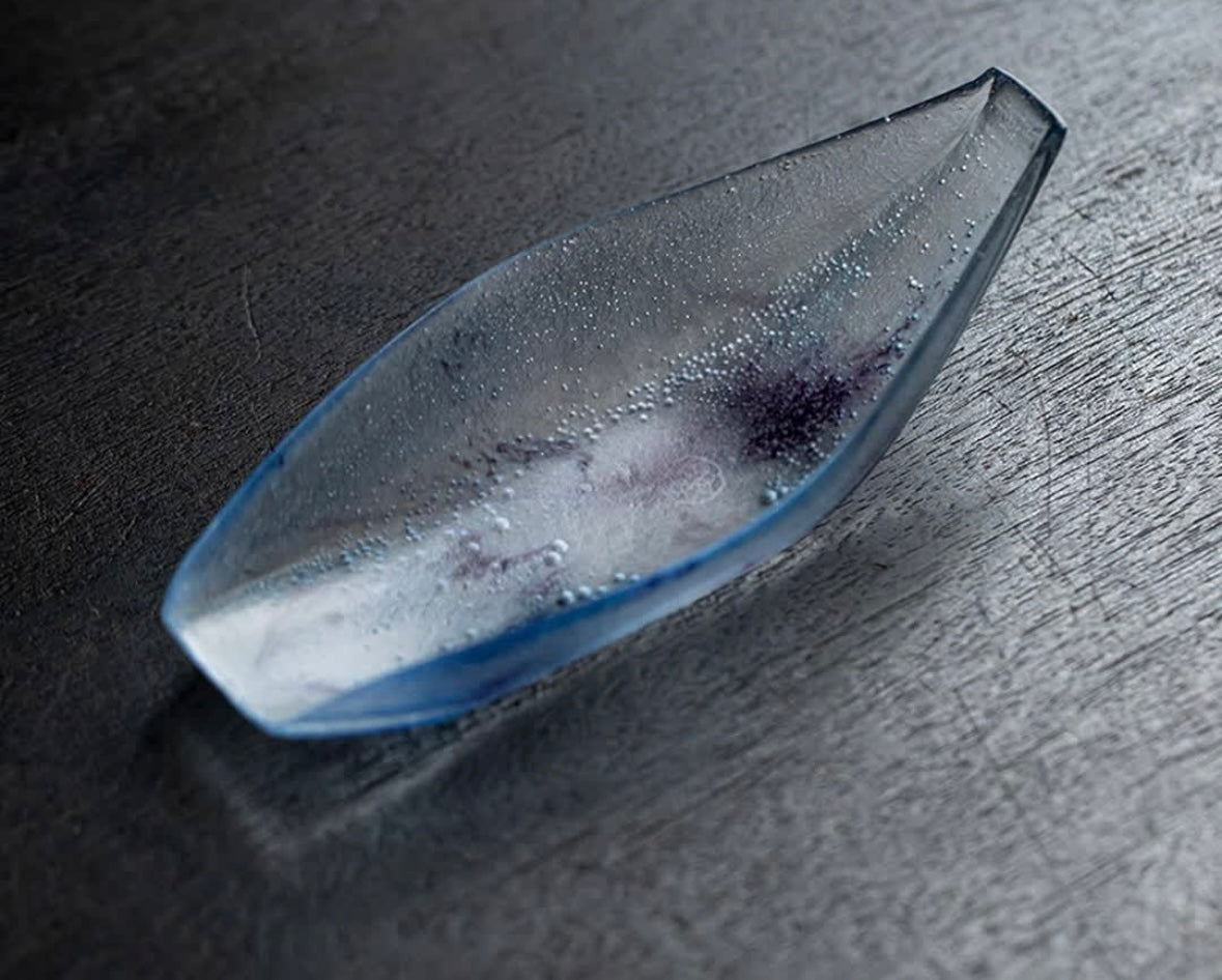 Blue-violet Glass tea scoop