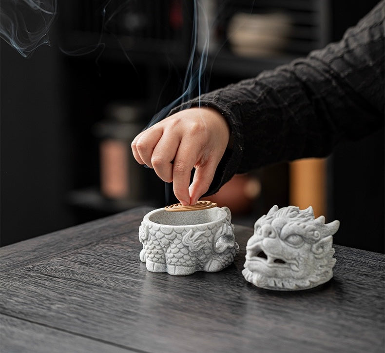 Qingsha Stone Qilin incense burner