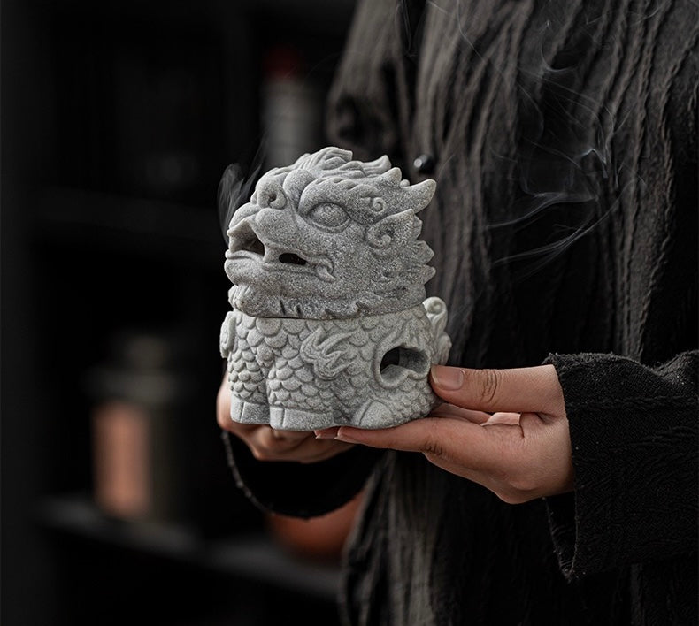 Qingsha Stone Qilin incense burner