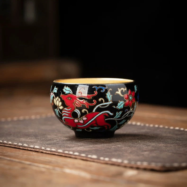 Hand-painted Red Deer teacup