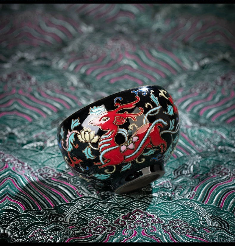 Hand-painted Red Deer teacup