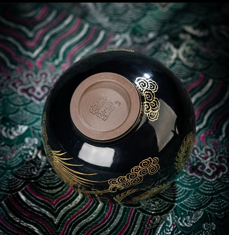 Hand-painted Golden Phoenix teacup