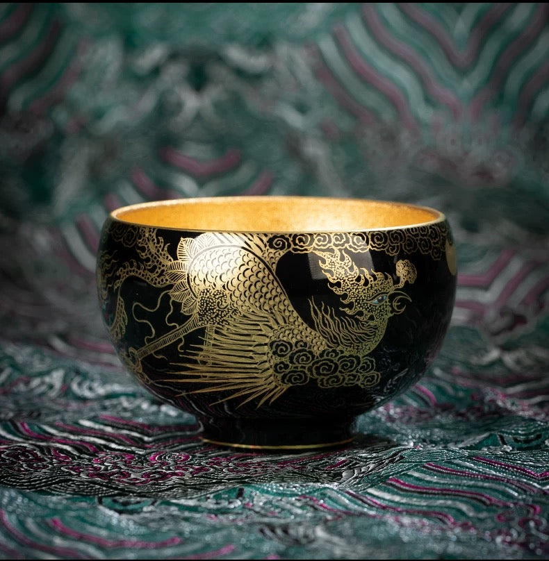 Hand-painted Golden Phoenix teacup