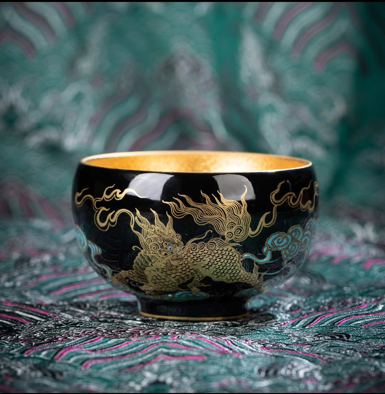 Hand-painted Golden Dragon Patterns teacup