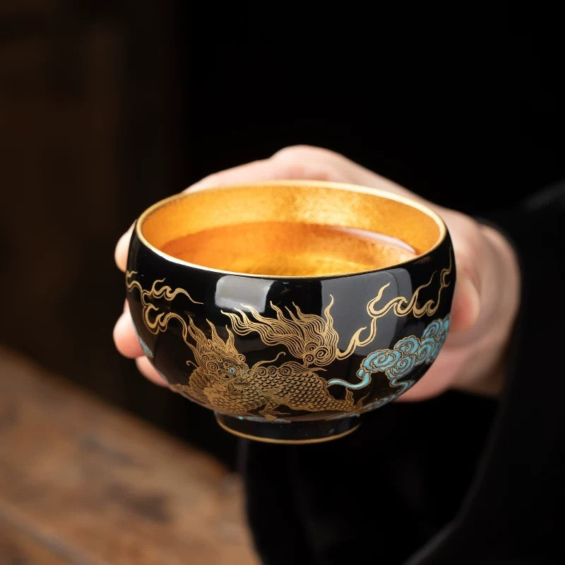 Hand-painted Golden Dragon Patterns teacup