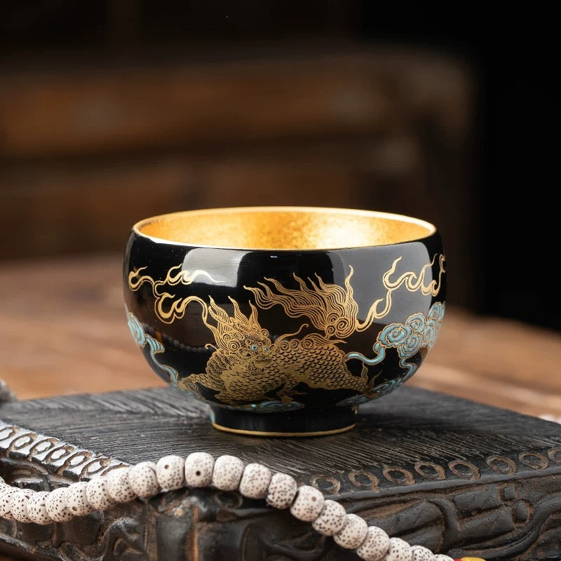 Hand-painted Golden Dragon Patterns teacup