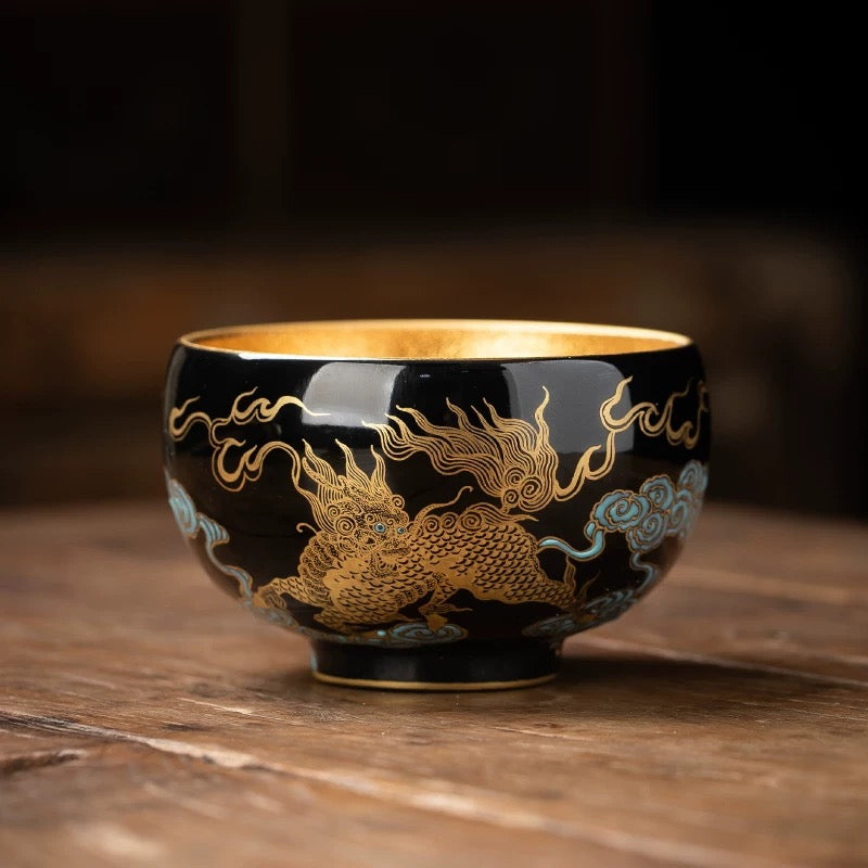 Hand-painted Golden Dragon Patterns teacup