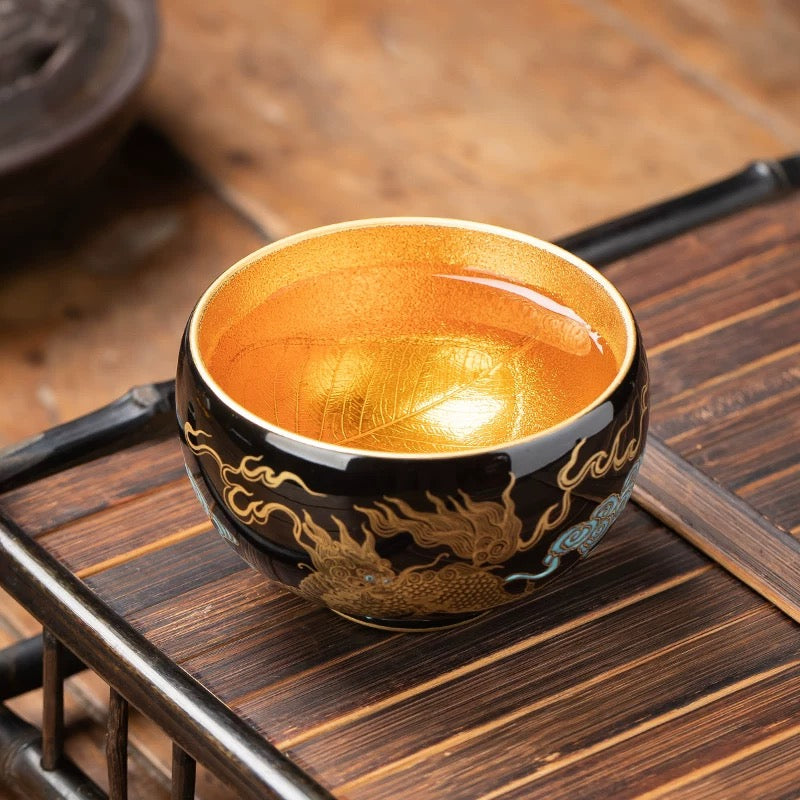 Hand-painted Golden Dragon Patterns teacup