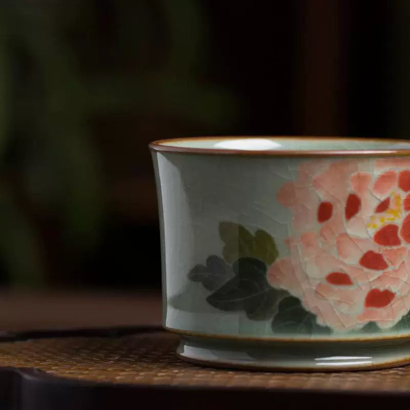 Hand-painted Peony teacup