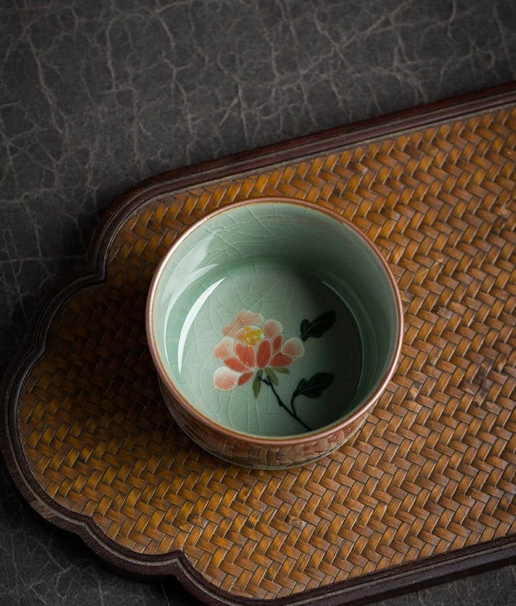 Hand-painted Peony teacup