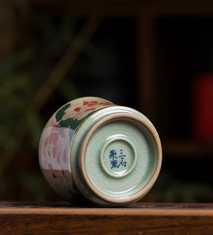 Hand-painted Peony teacup