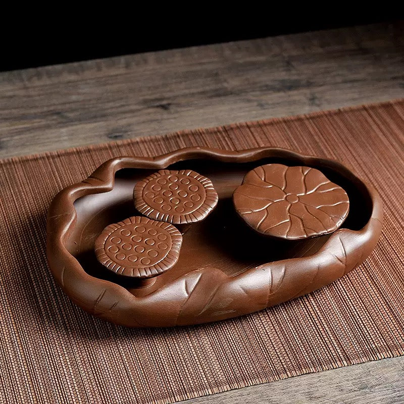 Three Lotus Leaves tea tray