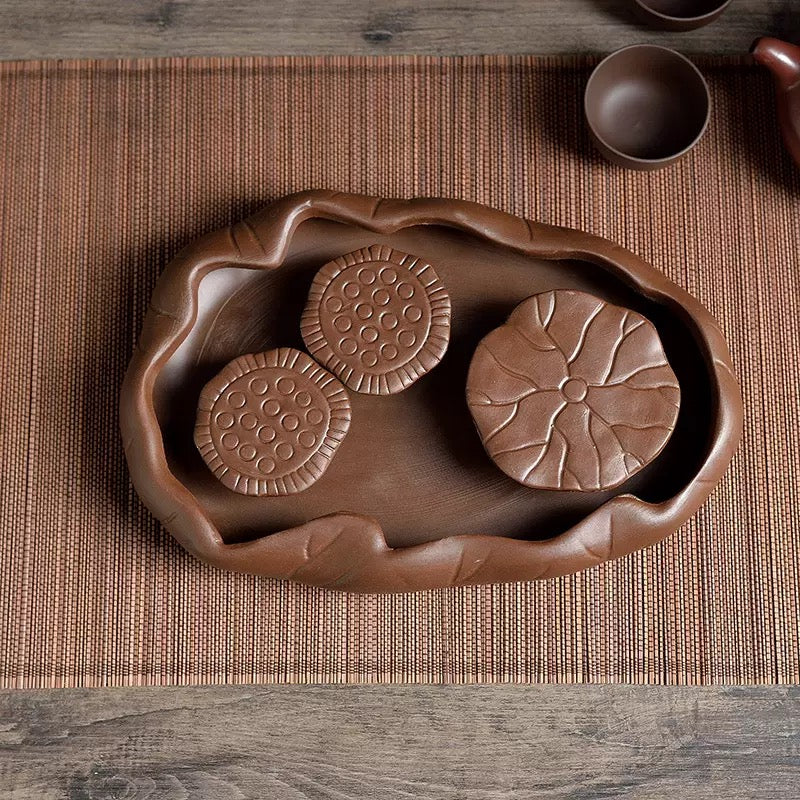 Three Lotus Leaves tea tray