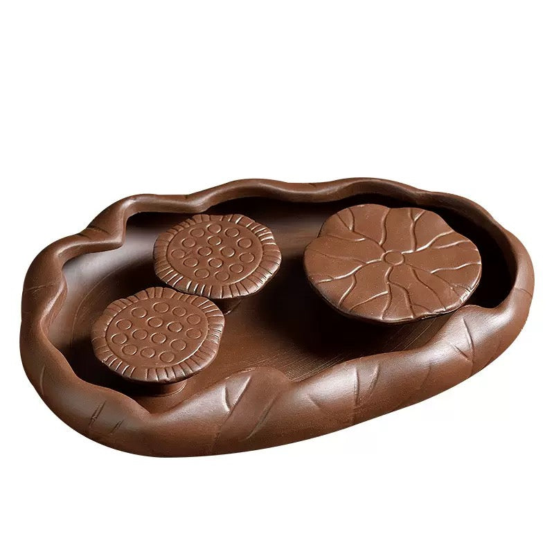 Three Lotus Leaves tea tray