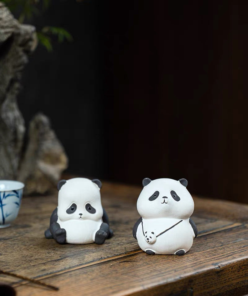 Purple Clay Panda tea pet