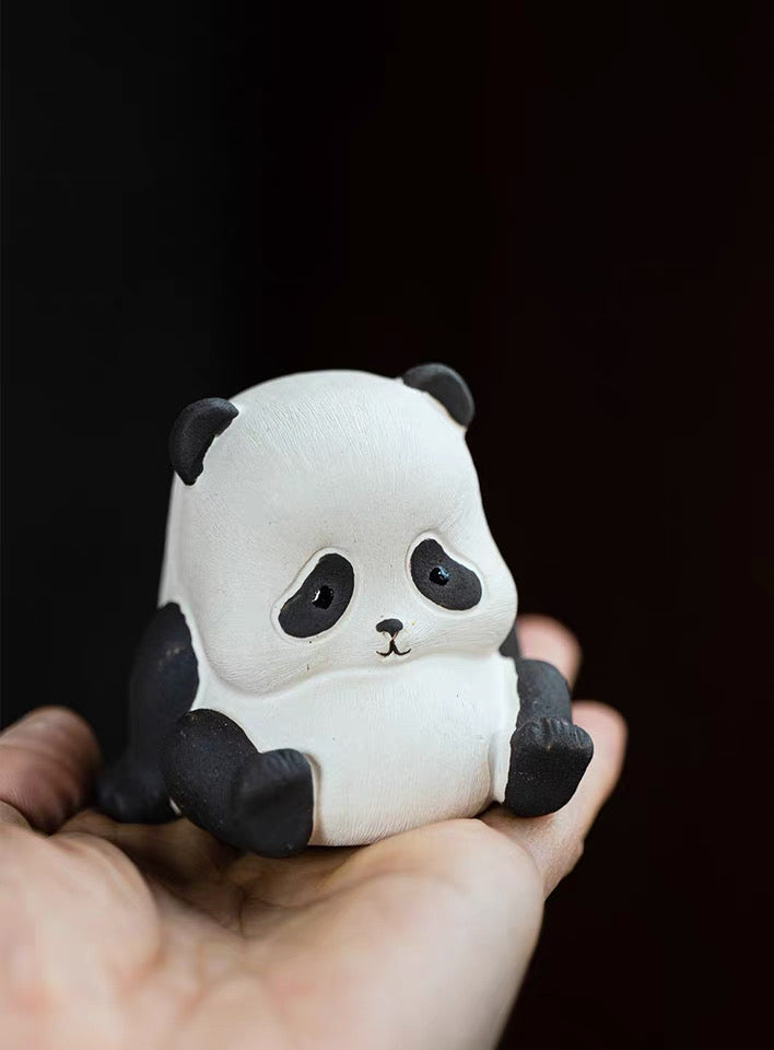 Purple Clay Panda tea pet