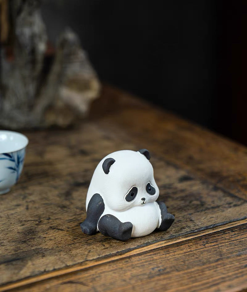 Purple Clay Panda tea pet