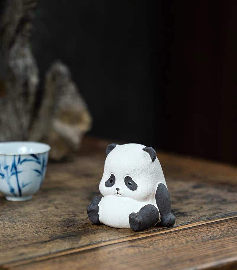 Purple Clay Panda tea pet
