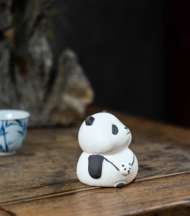Purple Clay Panda tea pet