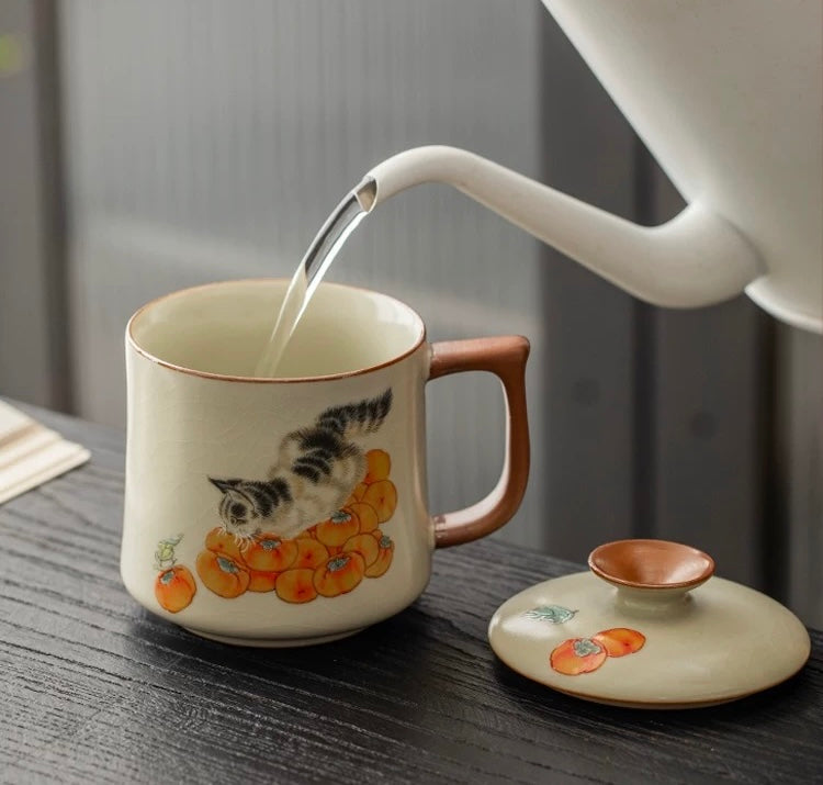 Persimmon Cat mug