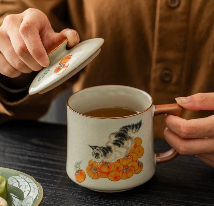 Persimmon Cat mug