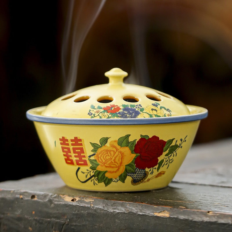 Enamel bowl incense burner