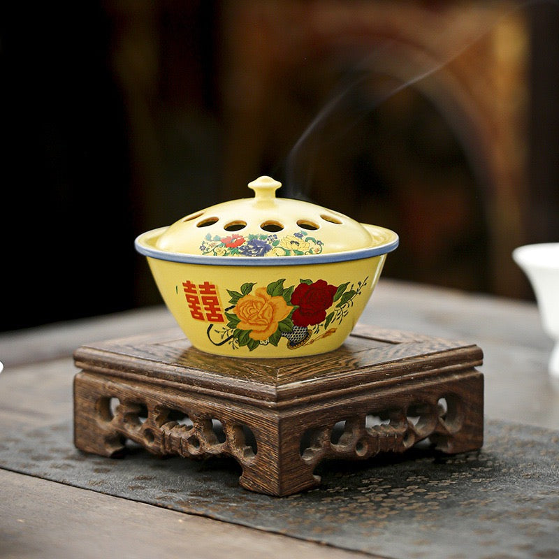 Enamel bowl incense burner
