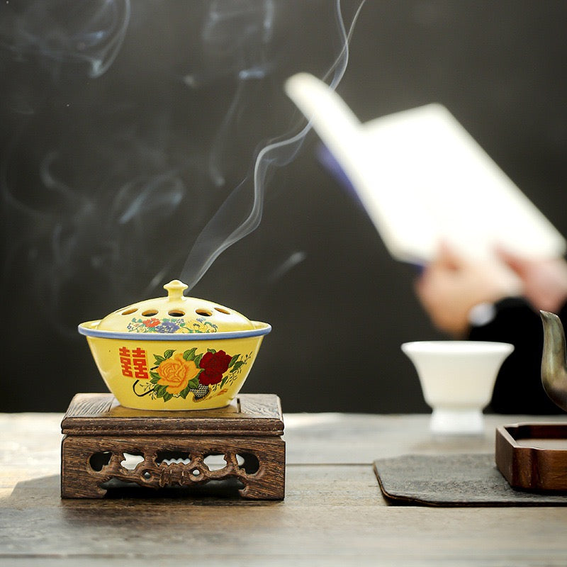 Enamel bowl incense burner