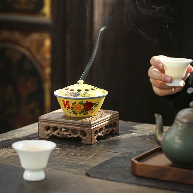 Enamel bowl incense burner