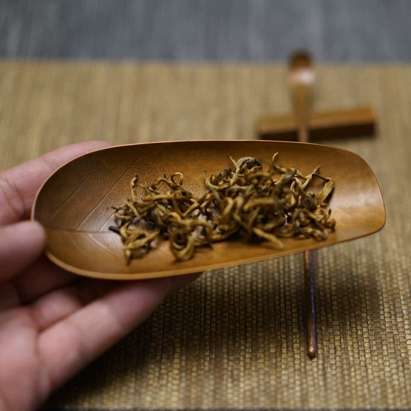 Copper Bodhi Leaves tea scoop
