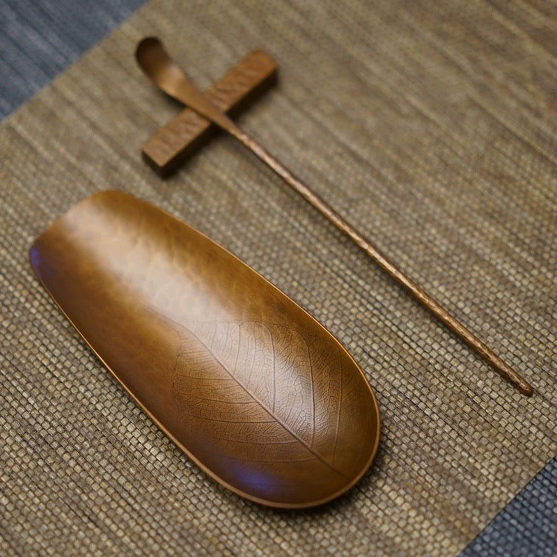 Copper Bodhi Leaves tea scoop