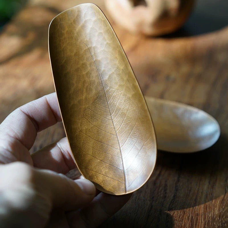 Copper Bodhi Leaves tea scoop